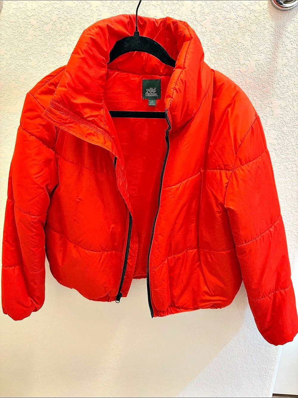 Wild Fable Cropped Puffer Jacket Orange Size Medium